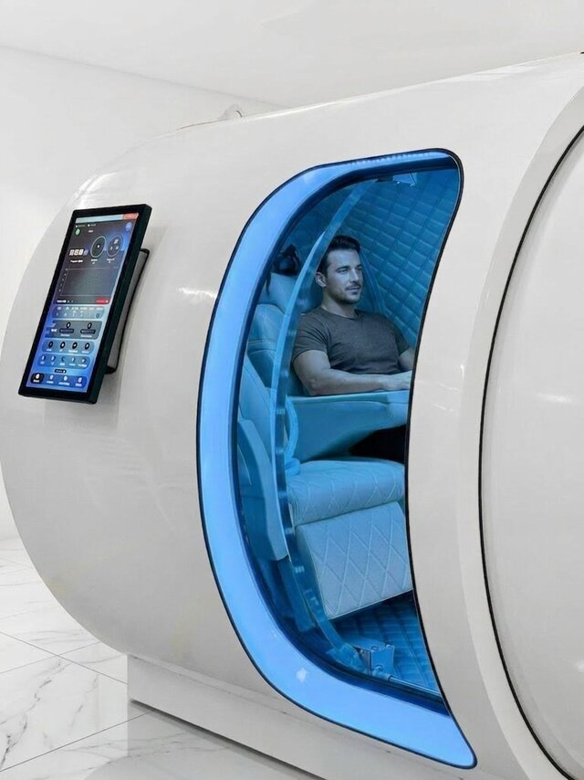 Guest relaxing during Hyperbaric Oxygen Training